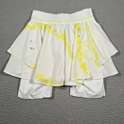 Falda Lululemon Mujer 4 Skort Blanco Amarillo Cancha Rival Tiro Alto Tenis Mini - Imagen 2 de 9