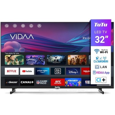 32 Zoll LED Fernseher HD Smart TV WLAN HDMI USB DVB-T2 DVB-C DVB-S2
