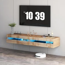 Floating TV Stand 47" with LED Light & Charging Station for TVs up to 55"