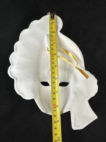 Venetian Carnival Mask Hand Painted Ceramic Wall Hanging Italian White Purple - Picture 13 of 14