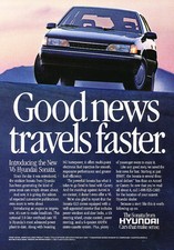1990 Hyundai Sonata GLS V6 - faster - Classic Vintage Advertisement Ad A96