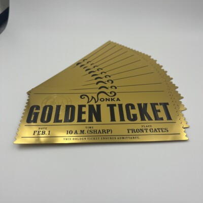 10pcs willy wonka golden ticket Anime movie gold plated bills for chirstmas gift