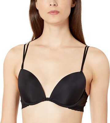OnGossamer 167921 Womens Shadow Mesh Front Close T-Shirt Bra Black Size 32C
