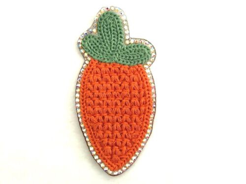 Carrot Embroidery with Rhinestone Iron On Applique Patch - 第 1/2 張圖片