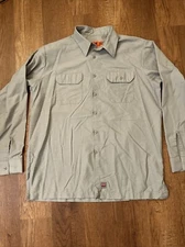 Red Kap Men's Long Sleeve Size XL  Industrial Stripe Work Shirt Xlarge Grey Top