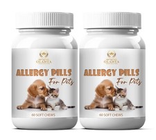 Dog  Cat Allergy Comfort Chews   Soothes Irritation  Itching   2 Bottles