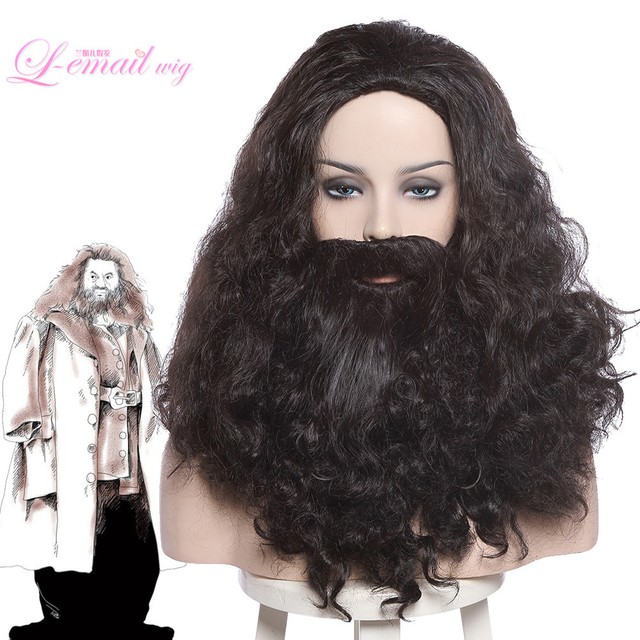Harry Potter Rubeus Hagrid Curly Wavy Long Hair With Beard