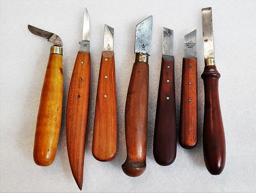Lot of 7 Antique German Wood Carving knife tools