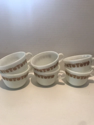 Lot of 6 Vintage Pyrex Spice Of Life Milk Glass Coffee Cups Mugs