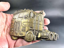 XRARE Vintage SOLID BRASS Belt Buckle MAC TRUCK Semi 3.5"x2.5"