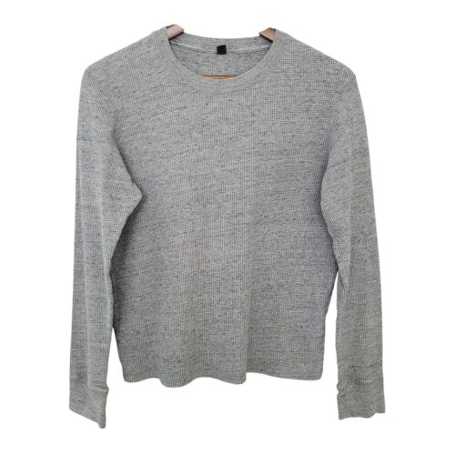 UNIQLO Unisex Waffle T-Shirt Long-Sleeve Crew-Neck Size Small Gray
