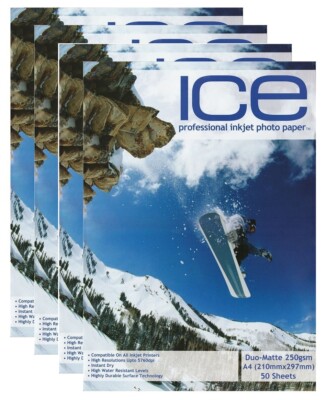 200 Blatt ICE 250 gsm matt A4 DOPPELSEITIG matt beschichtet Profi FOTOPAPIER