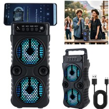 Portable Bluetooth Speaker Dual 3" Rechargeable Stereo SoundBox Party Speaker