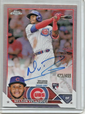 Nelson Velazquez 2023 Topps Chrome Refractor Autograph Rookie #423