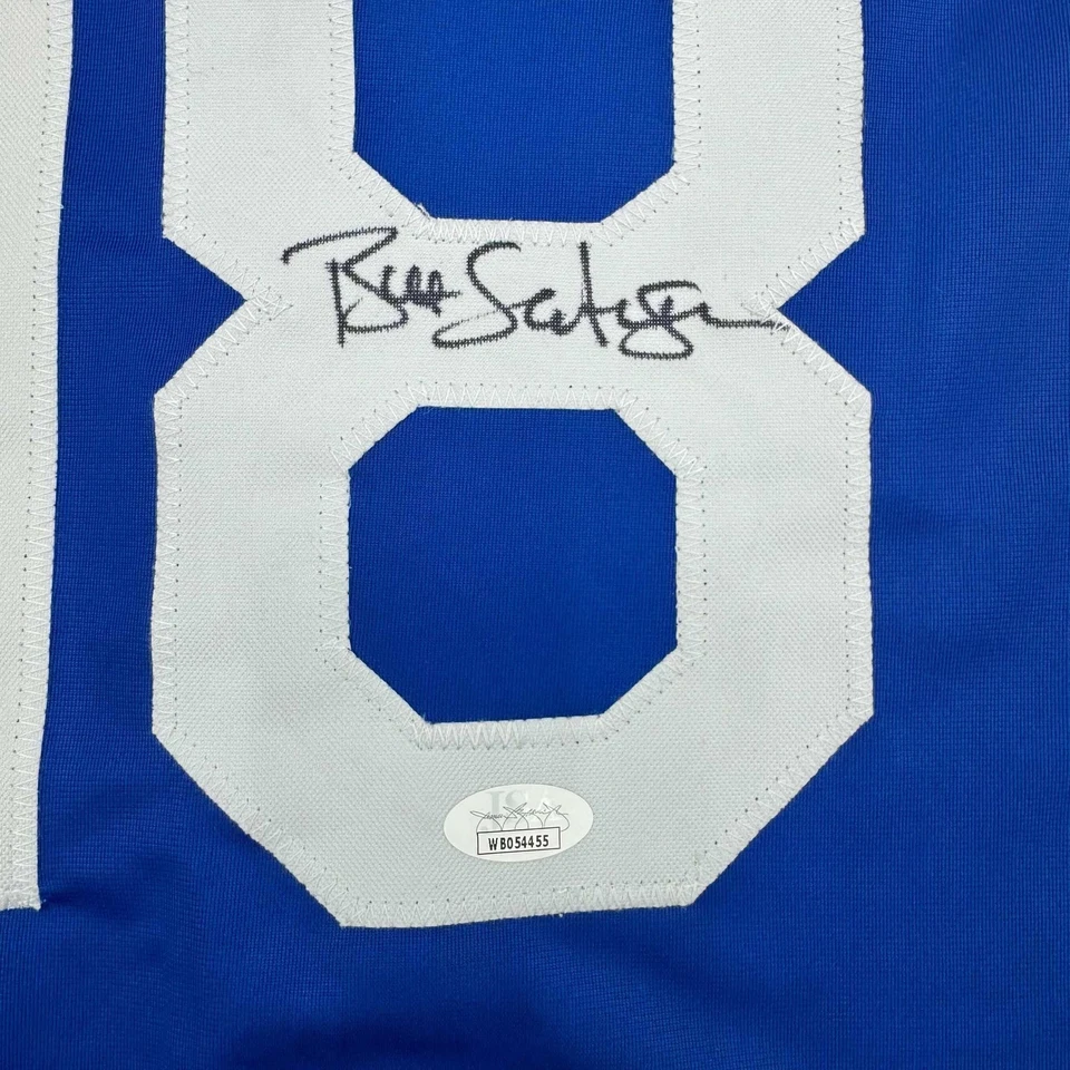 Camiseta de beisebol azul escura autografada/assinada Bret Saberhagen Kansas City certificado de autenticidade JSA - Imagem 3 de 4