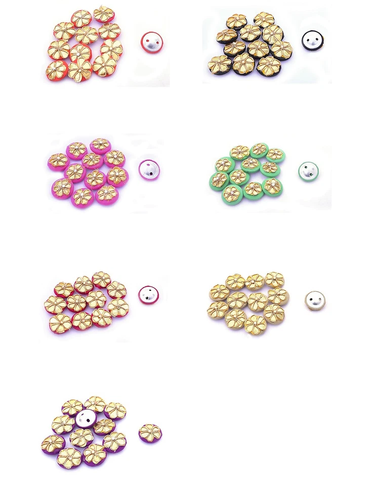 Round Shape Button Embroidered Designer Crafting Wedding Dress Buttons 1 Dozen - Image 2 of 2