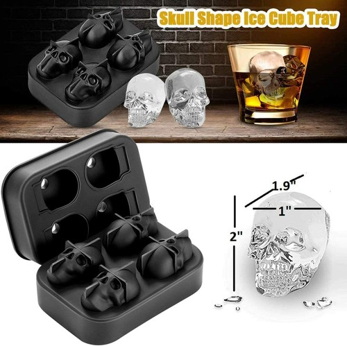 Ice Cube Mold 3D Skull Ice Cube Mold Tray For Whiskey, Cocktail, Bev - Picture 2 of 5