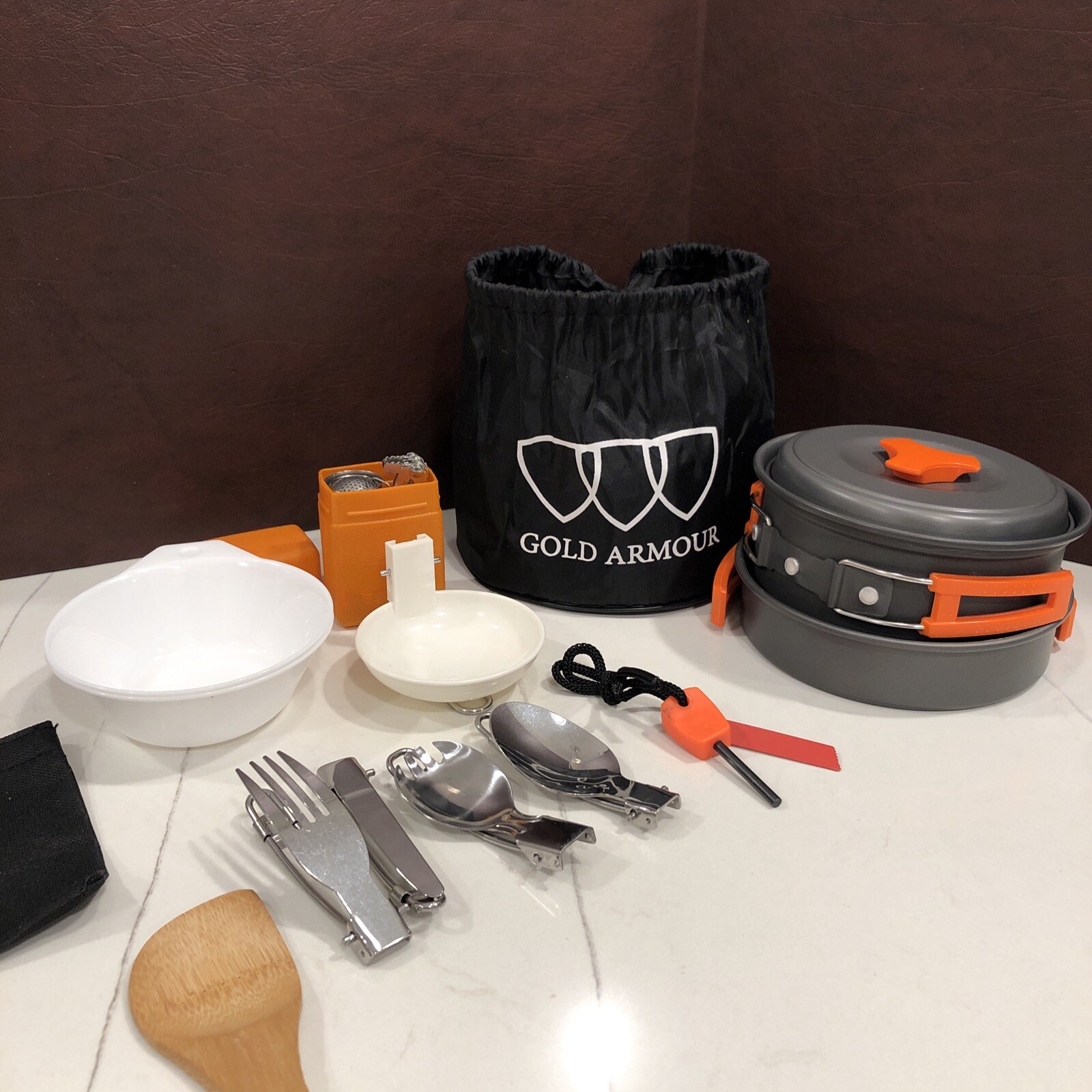 Gold Armour Camping Cookware And Mess Kit Hiking Backpacking Outdoors