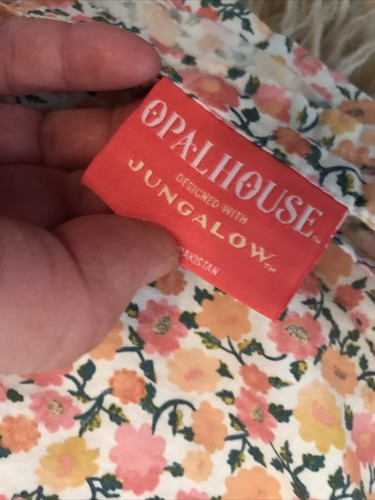 TARGET OPAL HOUSE JUNGALOW ORANGE PINK FLORAL Queen FLAT SHEET 102”x 86” Cotton - 第 4/6 張圖片