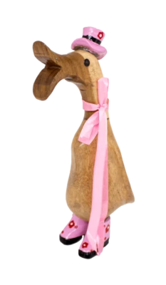 Laufente Pink Lady 22 cm, Ente Rosa Dame, Teak Holz Ente Rosa Dame, wodden Duck  - Bild 1 von 2