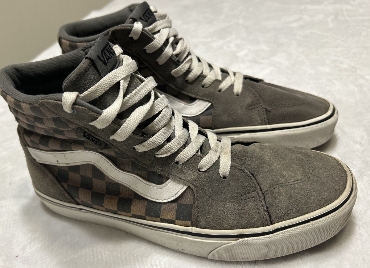 Vans Sk8-Hi Mens Size 8 Shoe Lace up Grey Checkerboard Skate 
