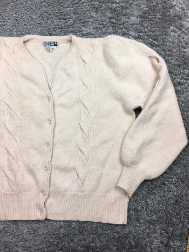 Cárdigan Suéter Adele Joyce Angora Lana de Cordero Perla Rosa Melocotón Talla Pequeña Pequeña Pequeña Foto 2 de 4