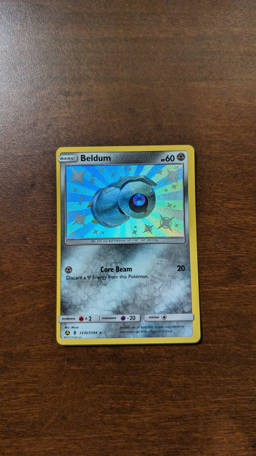 Beldum - SV30/SV94 - Pokemon Hidden Fates Sun & Moon Shiny Rare Card NM