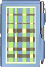  2288 Wellspring Flip Note Paper Pad w/ Pen MADISON BLUE PLAID Notepad Paperpad