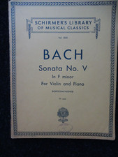 Bach Sonata No.V in F Minor for Violin and Piano Schirmer's Library