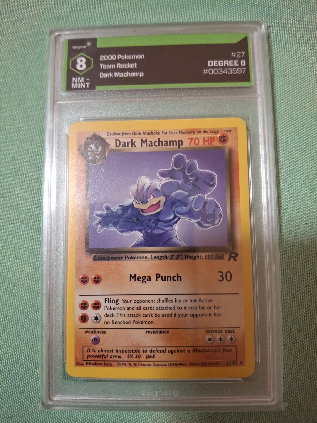 2000 Pokemon Rocket #27 Dark Machamp 1st Edition PSA 8 Team Rocket