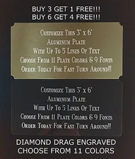 Custom Engraved Plate ALUMINUM 3"x6" Name Plate Plaque Art Label Tag Gift Trophy