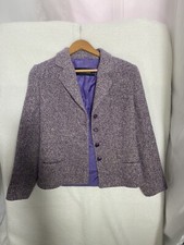 Purple herringbone Wool Sz 6Louis Feraud Vintage Blazer Corpcore Preppy Career