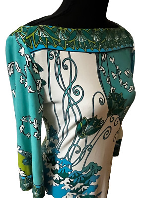 Donna Morgan Turquoise Blue Lime Green Floral ABOVE KNEE Dress Size 4