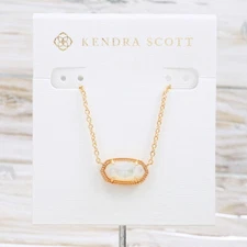 NWT Kendra Scott Elisa Ivory Mother of Pearl Shell Pendant Necklace Rose Gold