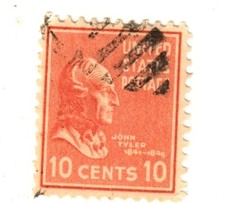 U.S. 1938 Prexie Presidential John Tyler Brown Red 10c Scott #815 Stamp Used