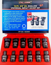 12-pc Sae 38-dr Universal Swivel Shallow Impact Socket Set