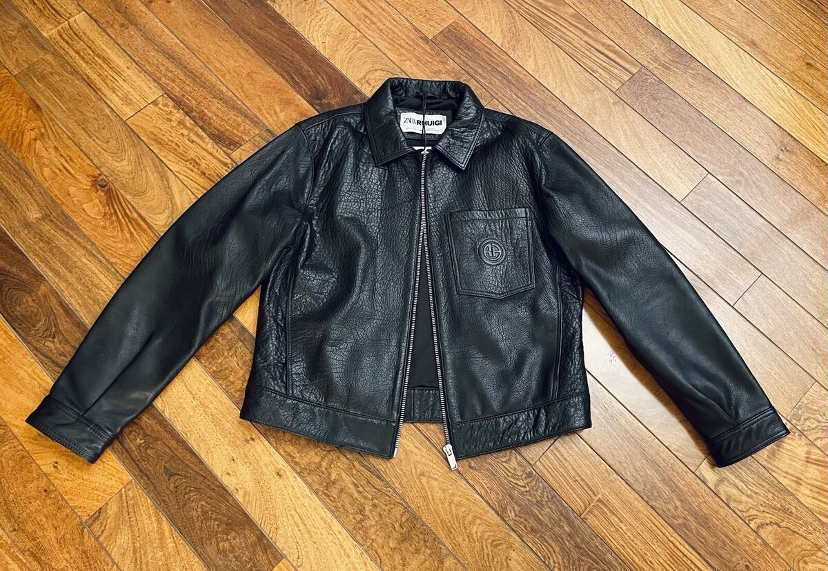 ZARA rhuigi RHUDE cropped leather jacket black, XL/44( Runs ZARA rhuigi RHUDE cropped leather jacket black, XL/44( Runs