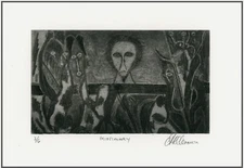 Religious TRIBAL MASKS Missionary;  Foreign Service. ORIGINAL MEZZOTINT Signed