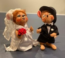 Annalee Wedding Mice Bride and Groom Couple Mouse Figures GREAT CONDITION