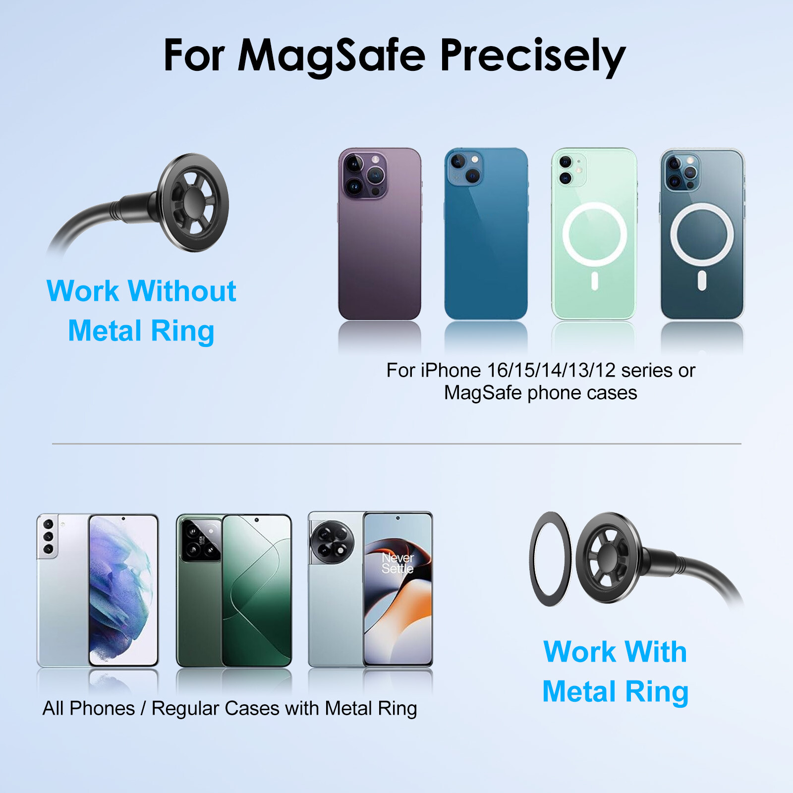 Magnetic Phone Holder for iPhone Samsung 360° Adjustable Bikes Strollers Mount