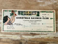 Vintage bank Christmas Club returned check Canton Trust Co Massachusetts 1917