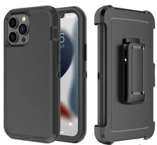 Black Defender Case for iPhone 13 / Pro / Pro Max / Belt clip Fits Otter Box