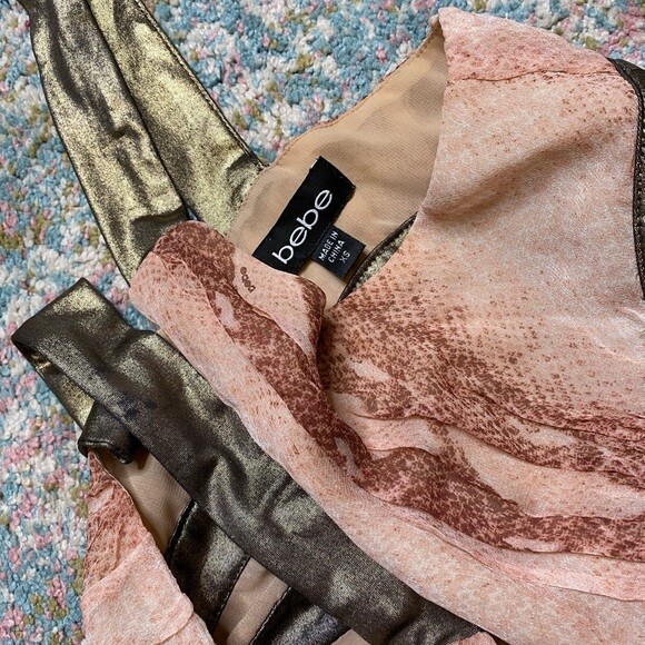 Bebe snake print maxi Rose Gold Python Grecian Go… - image 11