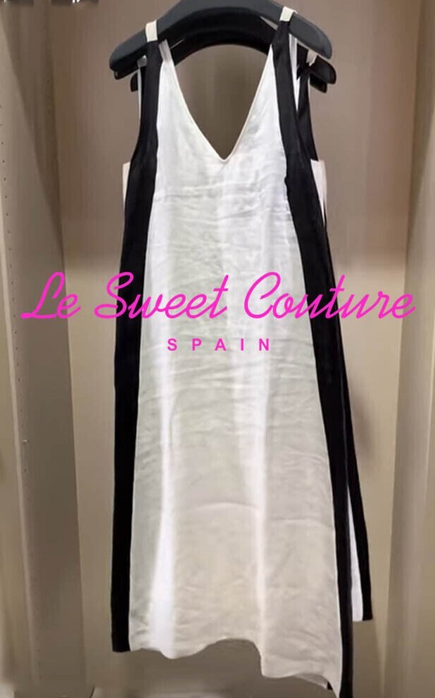 ★MASSIMO DUTTI★ コントラストディテール リネンワンピース 白 MASSIMO DUTTI NWT SS24 Long linen dress with contrast trims