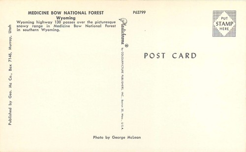 Medicine Bow National Forest WY Wyoming Entrance Sign Postcard - Picture 2 of 2