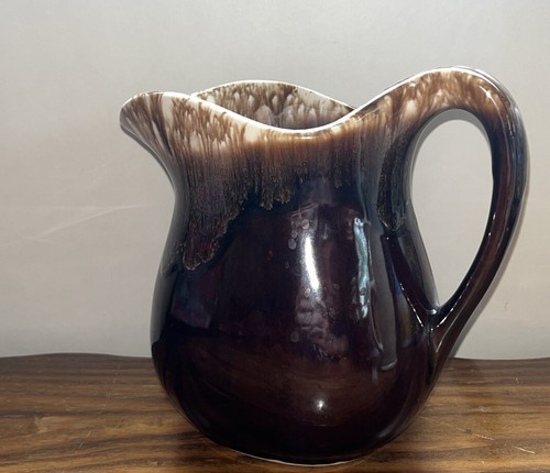 "Jarra/crema vintage marrón esmaltada por goteo EE. UU. 6 1/2" T""" - Imagen 7 de 7