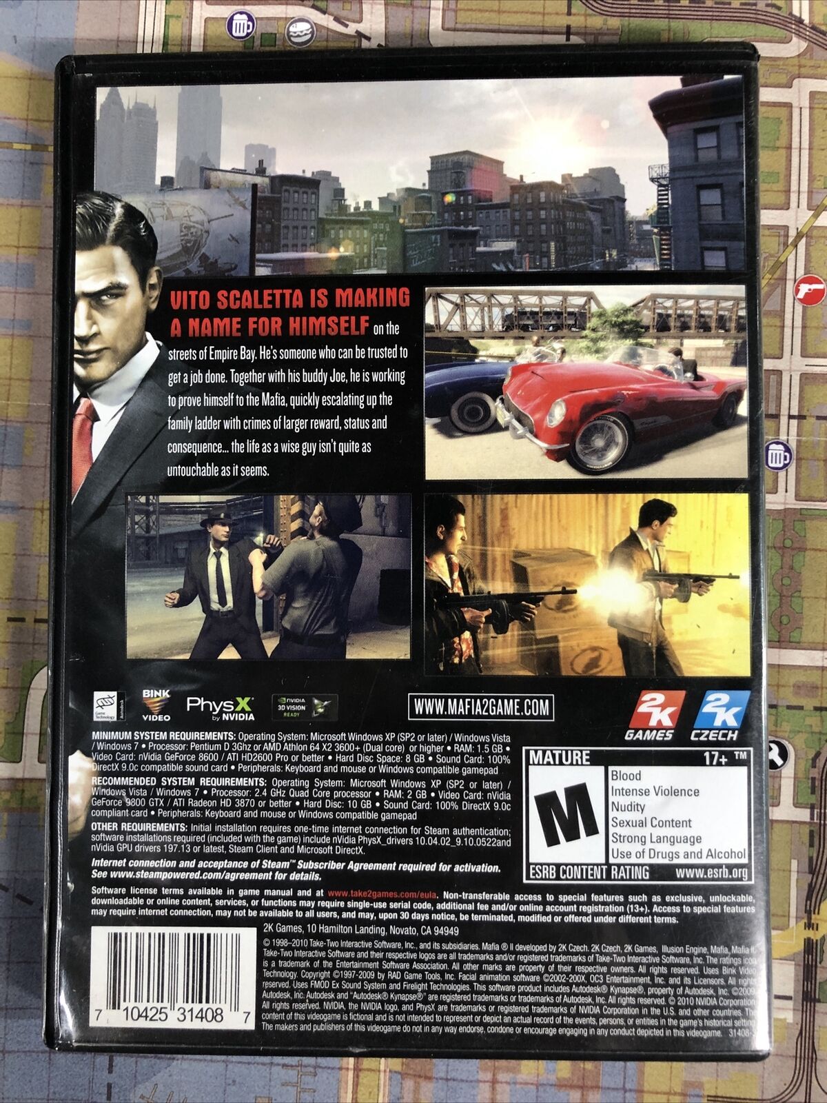 PLAYSTATION 3 PS3 VIDEO GAME MAFIA II COMPLETE W CASE MANUAL 2K GAMES