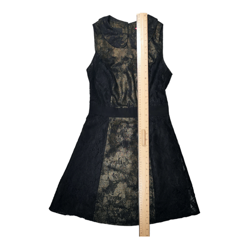 MONSOON Short Black Gold Lace Dress Size 8 Lined Stretch Collar FUSION - Picture 13 of 19