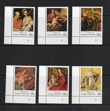 R6594 Antigua 1995 art paintings Christmas 6v. MNH