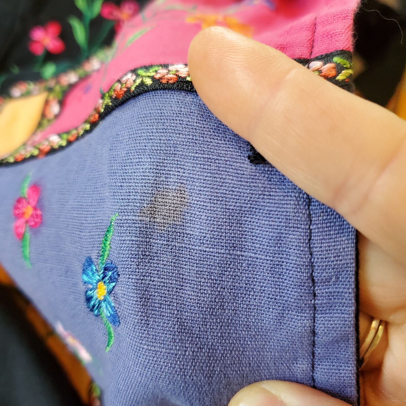 90s Patchwork Jacket Black Medium Patchwork Embro… - image 9